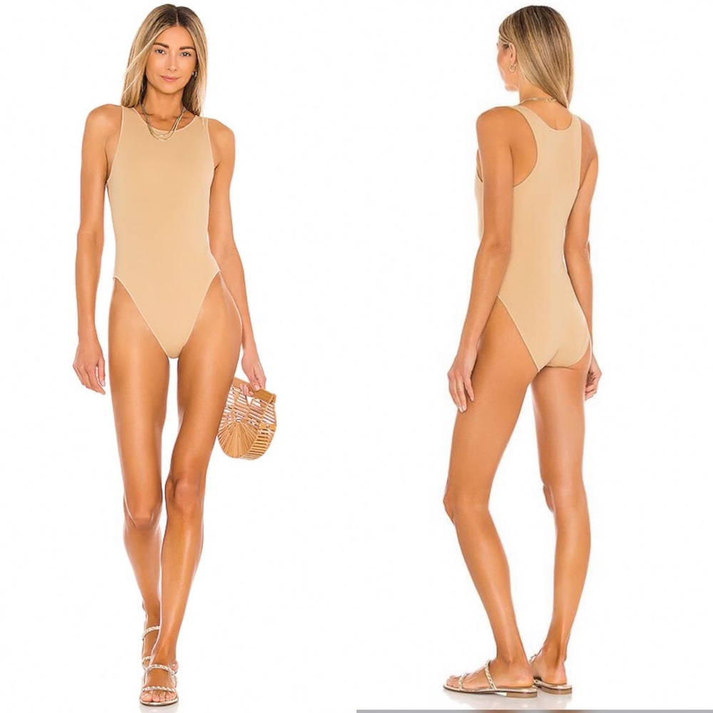 NWT Its Now Cool x Revolve Womens Mocha Contour Bodysuit Sz S